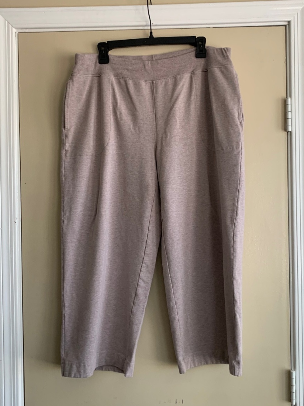 Soma 24/7 Oatmeal Tan Wide Leg Cropped Pull On Cotton Modal Pants XL Loungewear